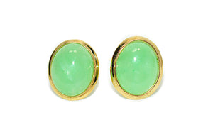 Natural Jade Earrings 14K Solid Gold Earrings Stud Earrings Fine Green Gemstone Statement Earrings Cocktail Earrings Birthstone Jadeite