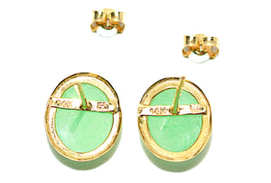 Natural Jade Earrings 14K Solid Gold Earrings Stud Earrings Fine Green Gemstone Statement Earrings Cocktail Earrings Birthstone Jadeite
