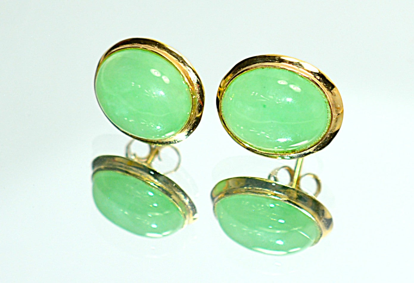 Natural Jade Earrings 14K Solid Gold Earrings Stud Earrings Fine Green Gemstone Statement Earrings Cocktail Earrings Birthstone Jadeite