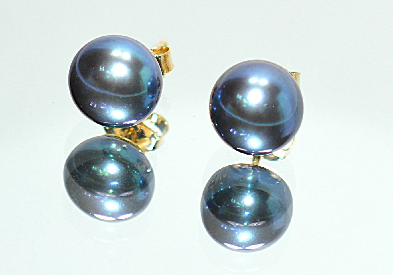 Natural Tahitian Pearl Earrings 14K Gold Earrings Solitaire Earrings Stud Earrings Vintage Estate October Birthstone Gray Pearl Jewelry