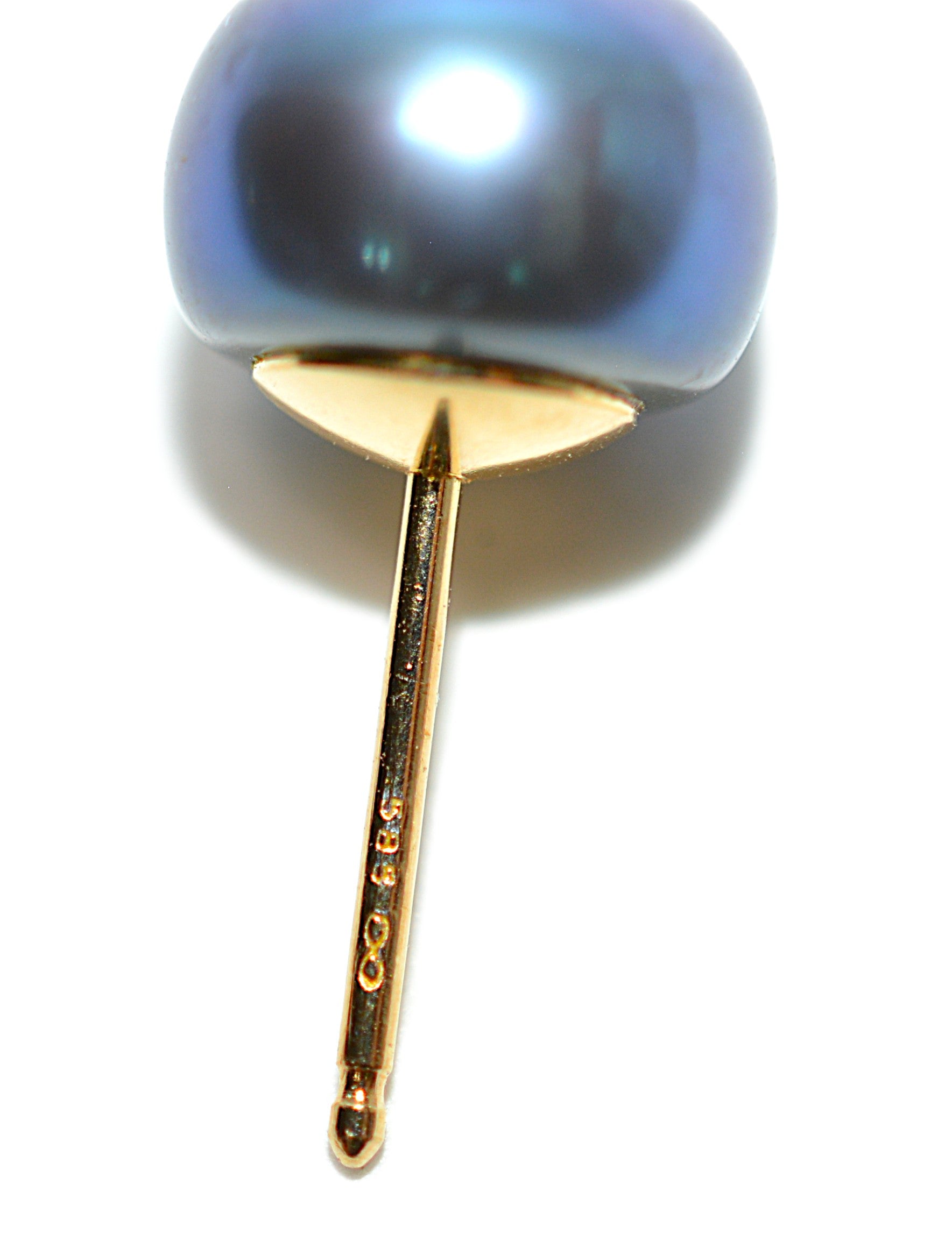 Natural Tahitian Pearl Earrings 14K Gold Earrings Solitaire Earrings Stud Earrings Vintage Estate October Birthstone Gray Pearl Jewelry