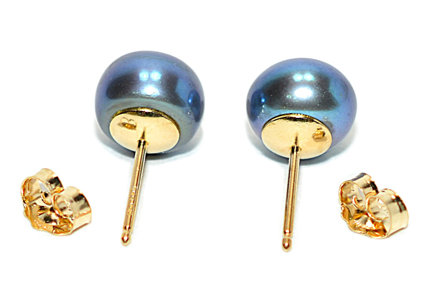 Natural Tahitian Pearl Earrings 14K Gold Earrings Solitaire Earrings Stud Earrings Vintage Estate October Birthstone Gray Pearl Jewelry
