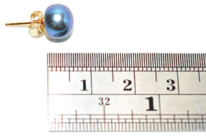 Natural Tahitian Pearl Earrings 14K Gold Earrings Solitaire Earrings Stud Earrings Vintage Estate October Birthstone Gray Pearl Jewelry