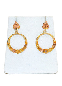 Black Hills Gold Earrings 10K Gold Dangle Drop Circle Earrings Tri-Color Earrings South Dakota Earrings Vintage Estate Earrings Hoops