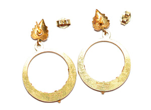 Black Hills Gold Earrings 10K Gold Dangle Drop Circle Earrings Tri-Color Earrings South Dakota Earrings Vintage Estate Earrings Hoops