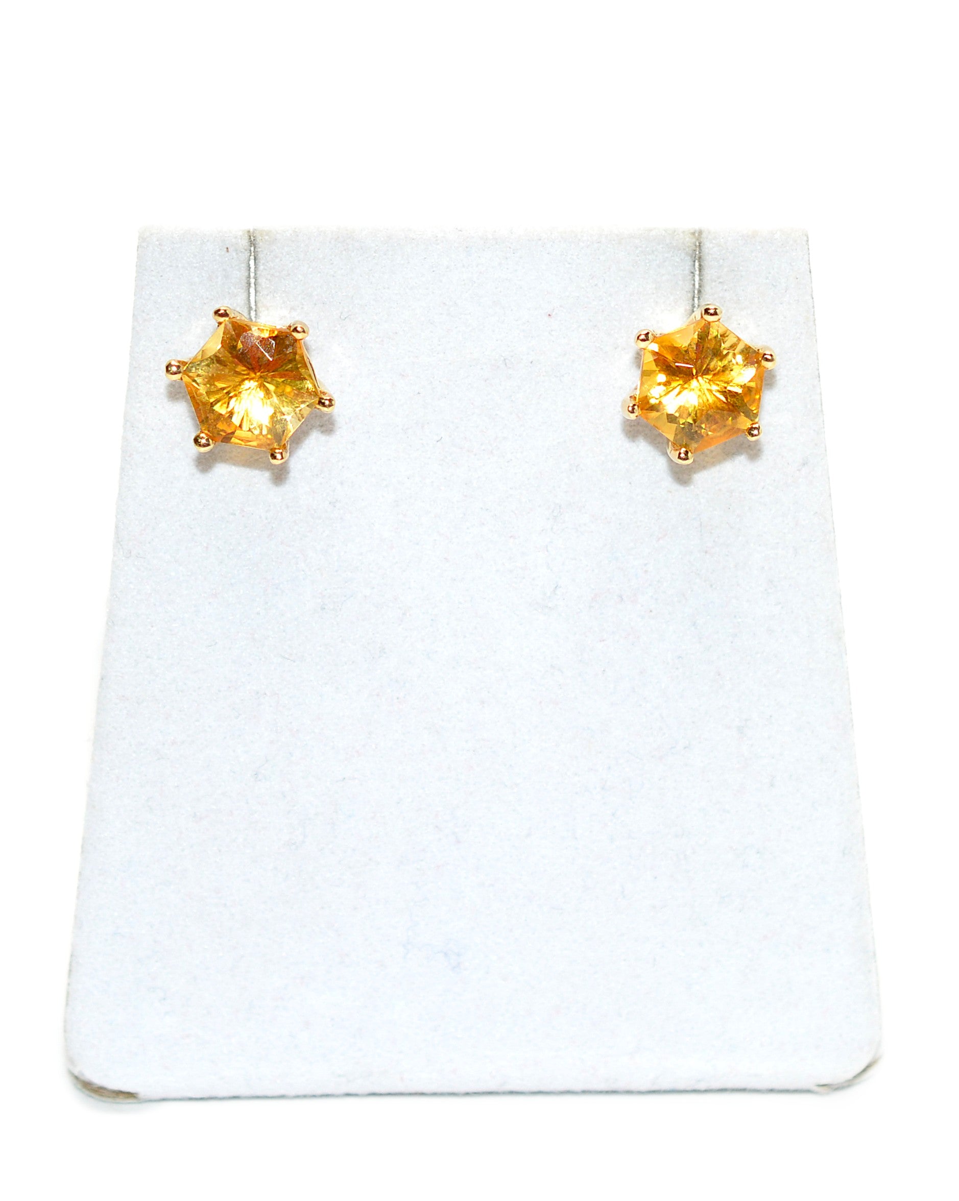 Natural Honey Citrine Earrings 14K Solid Gold 6.22tcw Solitaire Earrings Stud Earrings Gemstone Earrings Birthstone Earrings Fine Earrings