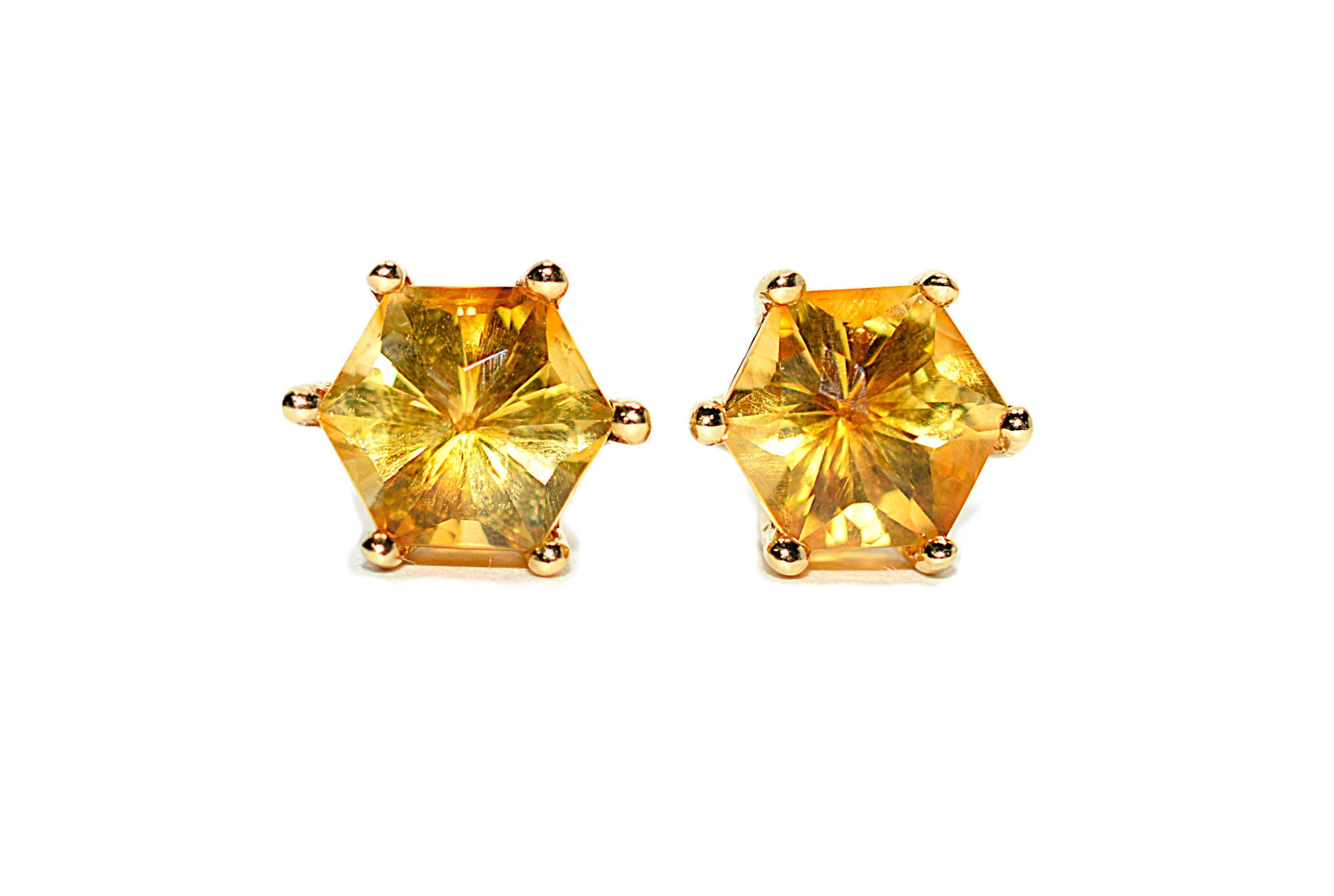 Natural Honey Citrine Earrings 14K Solid Gold 6.22tcw Solitaire Earrings Stud Earrings Gemstone Earrings Birthstone Earrings Fine Earrings