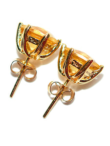 Natural Honey Citrine Earrings 14K Solid Gold 6.22tcw Solitaire Earrings Stud Earrings Gemstone Earrings Birthstone Earrings Fine Earrings