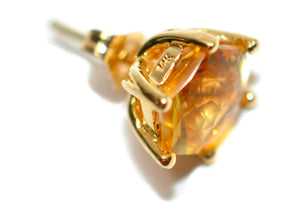 Natural Honey Citrine Earrings 14K Solid Gold 6.22tcw Solitaire Earrings Stud Earrings Gemstone Earrings Birthstone Earrings Fine Earrings
