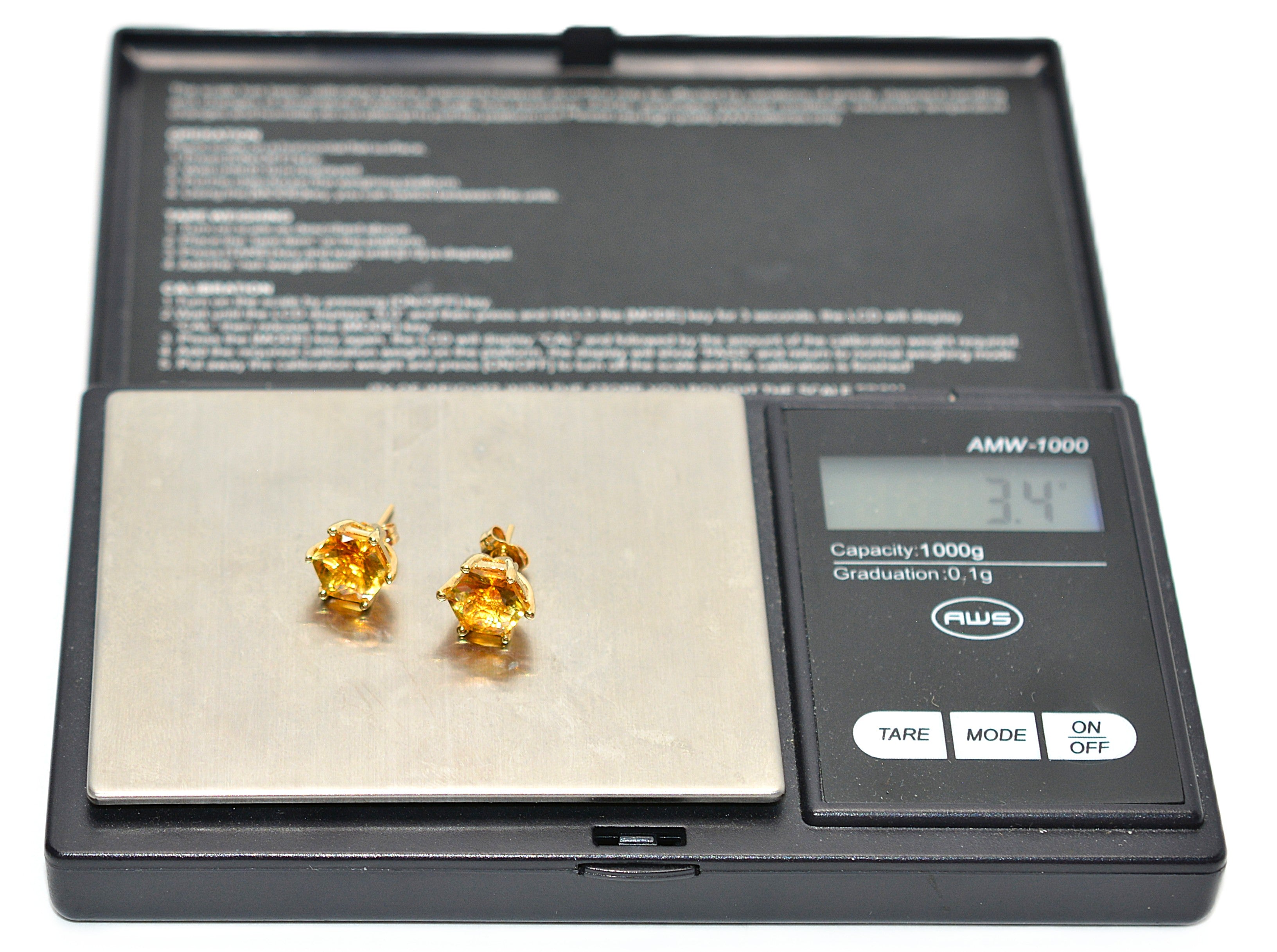 Natural Honey Citrine Earrings 14K Solid Gold 6.22tcw Solitaire Earrings Stud Earrings Gemstone Earrings Birthstone Earrings Fine Earrings