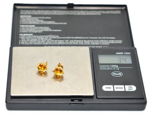 Natural Honey Citrine Earrings 14K Solid Gold 6.22tcw Solitaire Earrings Stud Earrings Gemstone Earrings Birthstone Earrings Fine Earrings