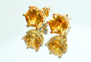 Natural Honey Citrine Earrings 14K Solid Gold 6.22tcw Solitaire Earrings Stud Earrings Gemstone Earrings Birthstone Earrings Fine Earrings
