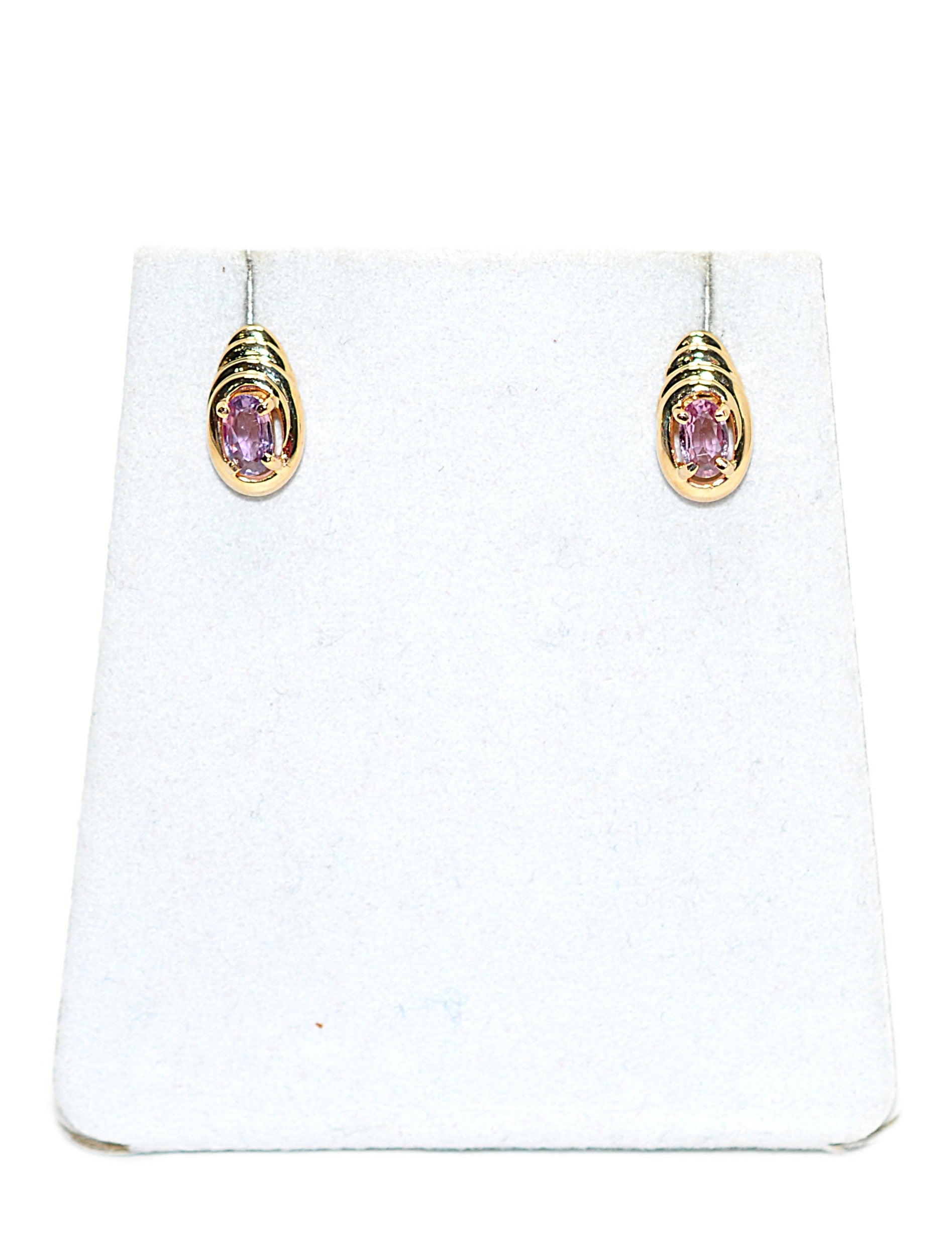 Natural Padparadscha Sapphire Earrings 14K Gold .46tcw Stud Earrings Pink Sapphire Earrings September Birthstone Earrings Solitaire Ceylon