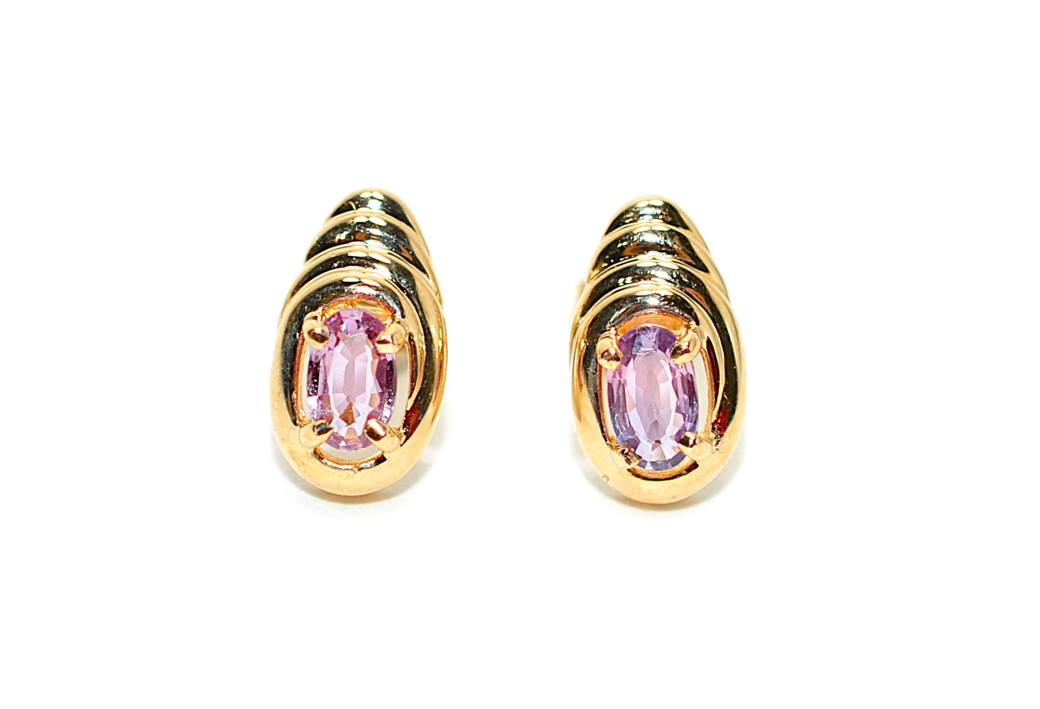 Natural Padparadscha Sapphire Earrings 14K Gold .46tcw Stud Earrings Pink Sapphire Earrings September Birthstone Earrings Solitaire Ceylon