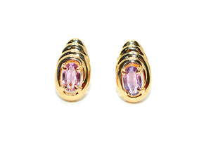 Natural Padparadscha Sapphire Earrings 14K Gold .46tcw Stud Earrings Pink Sapphire Earrings September Birthstone Earrings Solitaire Ceylon
