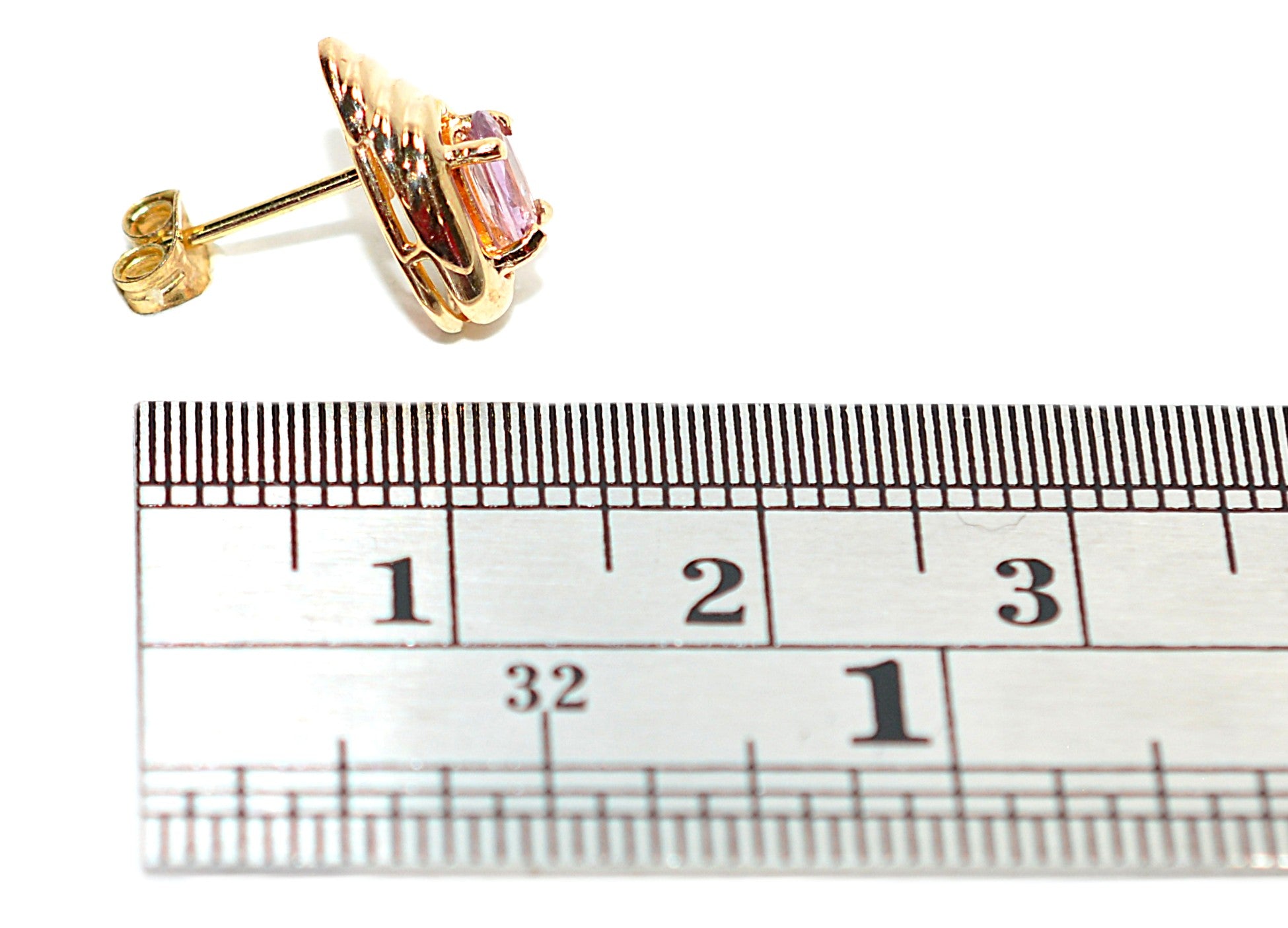 Natural Padparadscha Sapphire Earrings 14K Gold .46tcw Stud Earrings Pink Sapphire Earrings September Birthstone Earrings Solitaire Ceylon