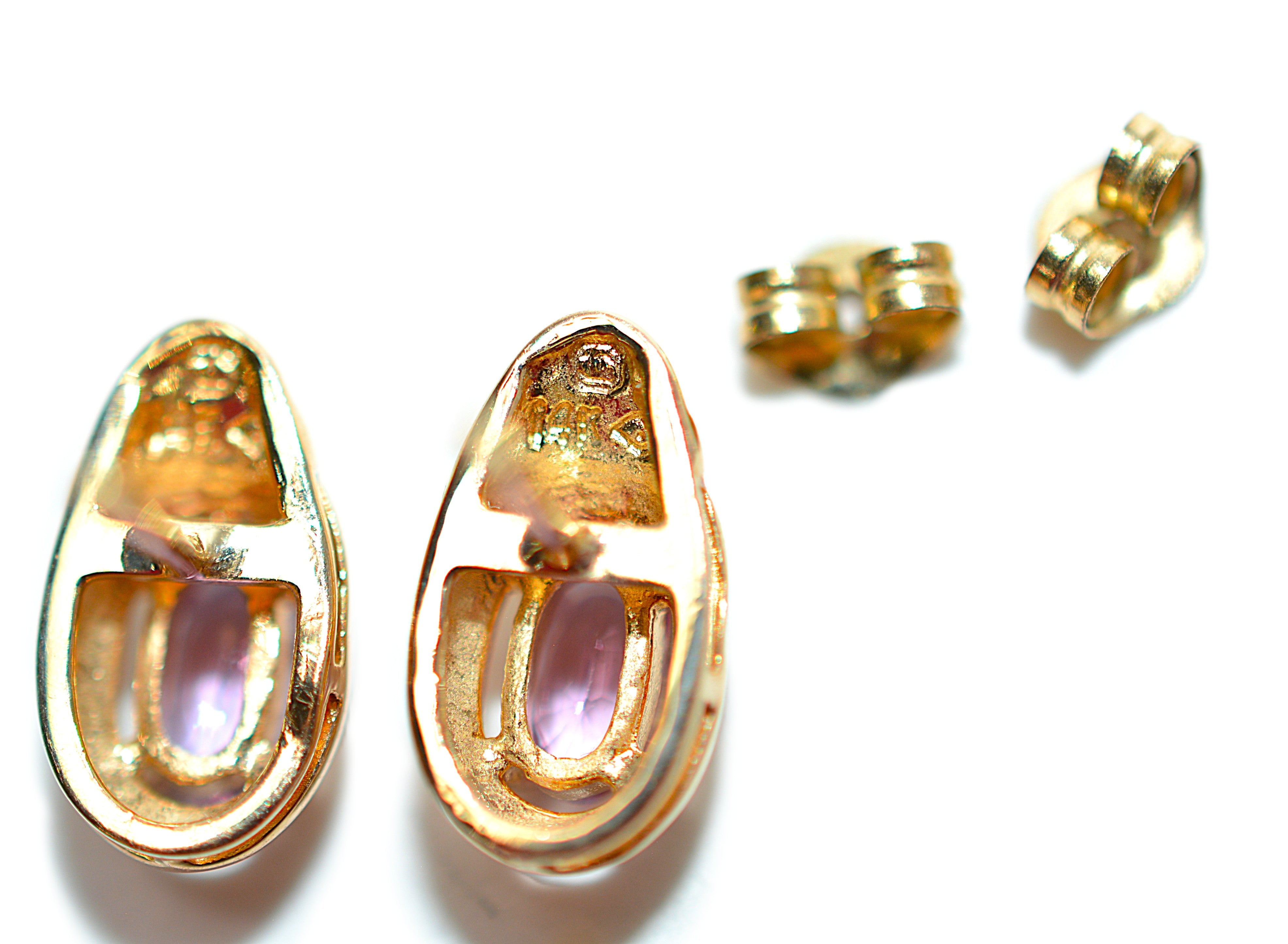 Natural Padparadscha Sapphire Earrings 14K Gold .46tcw Stud Earrings Pink Sapphire Earrings September Birthstone Earrings Solitaire Ceylon