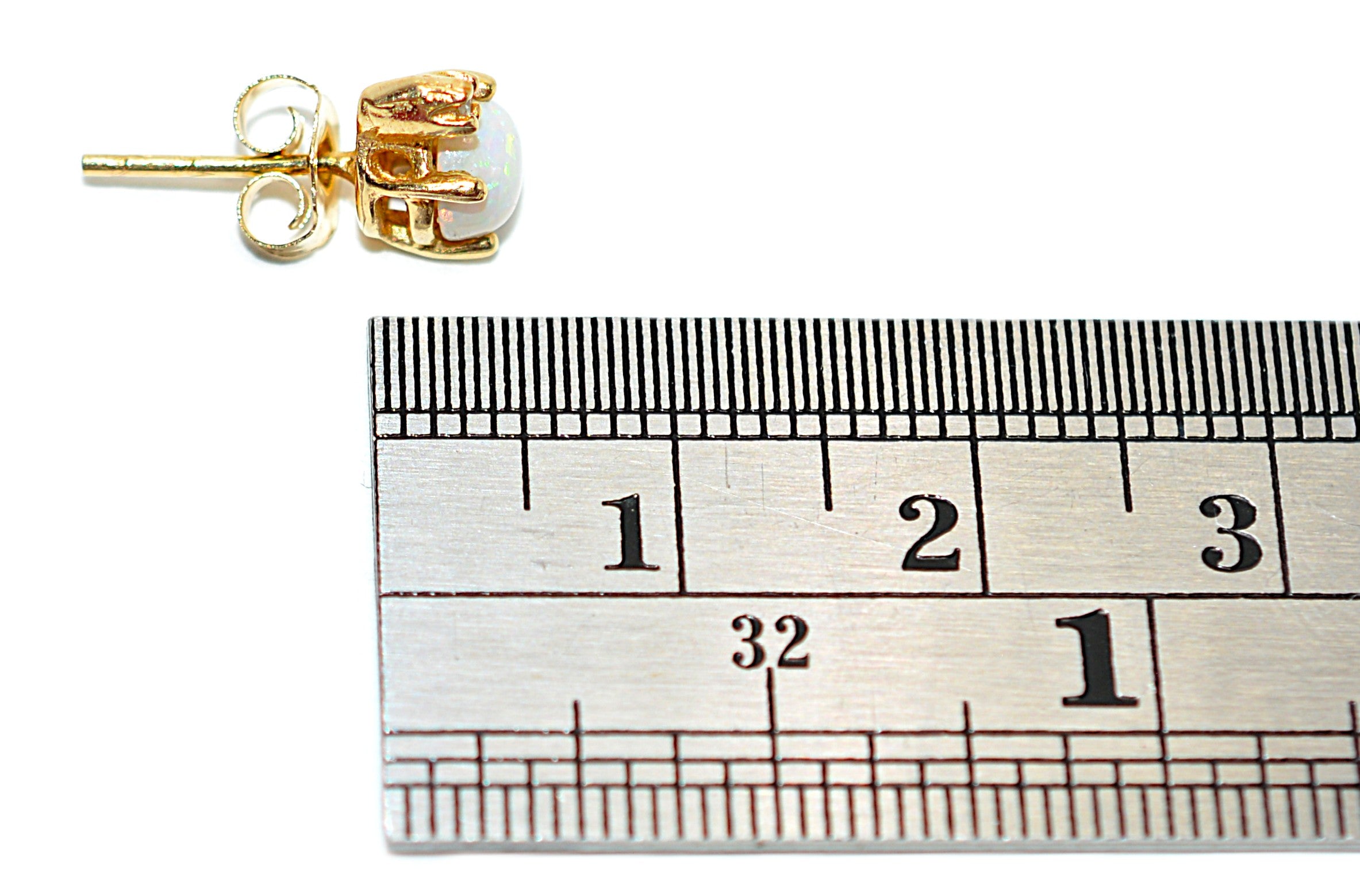 Natural Ethiopian Welo Opal & Diamond Earrings 14K Gold .02tcw Earrings Statement Earrings Stud Earrings Vintage Earrings Estate Jewelry Fine Jewellery