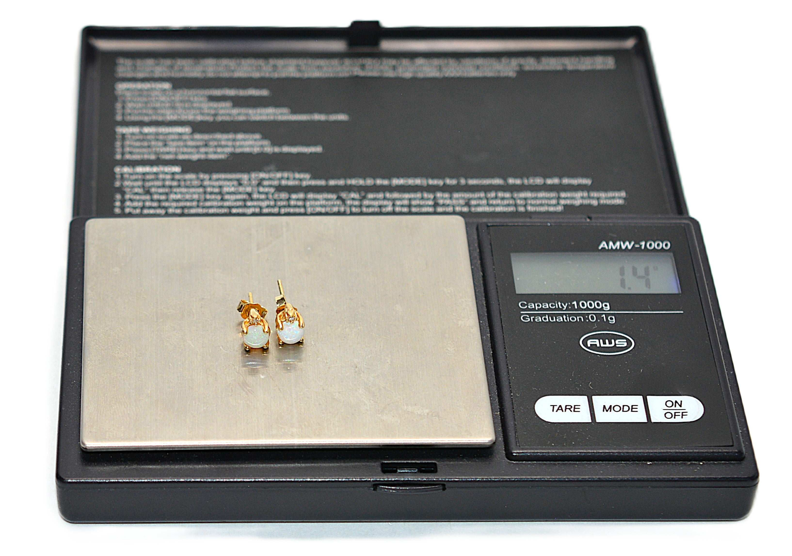 Natural Ethiopian Welo Opal & Diamond Earrings 14K Gold .02tcw Earrings Statement Earrings Stud Earrings Vintage Earrings Estate Jewelry Fine Jewellery