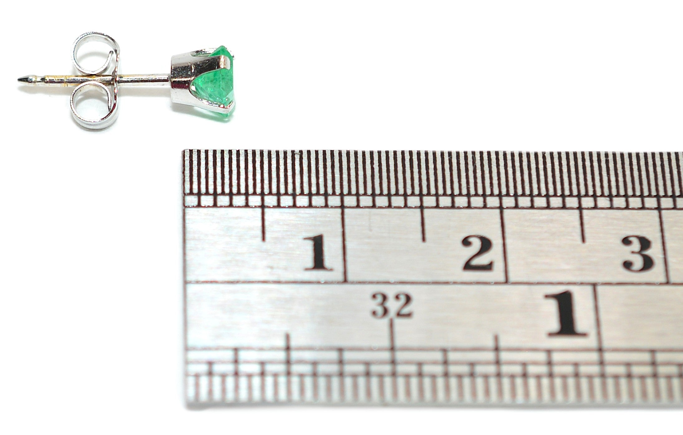 Natural Colombian Emerald Earrings 14K White Gold .64tcw Stud Earrings May Birthstone Earrings Statement Earrings Green Gemstone Earrings
