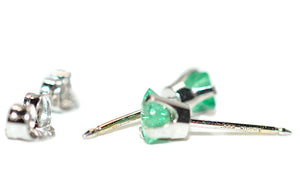 Natural Colombian Emerald Earrings 14K White Gold .64tcw Stud Earrings May Birthstone Earrings Statement Earrings Green Gemstone Earrings