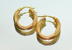 14K Solid Gold Hoop Earrings Gold Earrings Gold Hoops Vintage Earrings Estate Earrings Estate Jewelry Vintage Jewellery Textured Gold