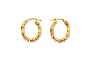 14K Solid Gold Hoop Earrings Gold Earrings Gold Hoops Vintage Earrings Estate Earrings Estate Jewelry Vintage Jewellery Textured Gold
