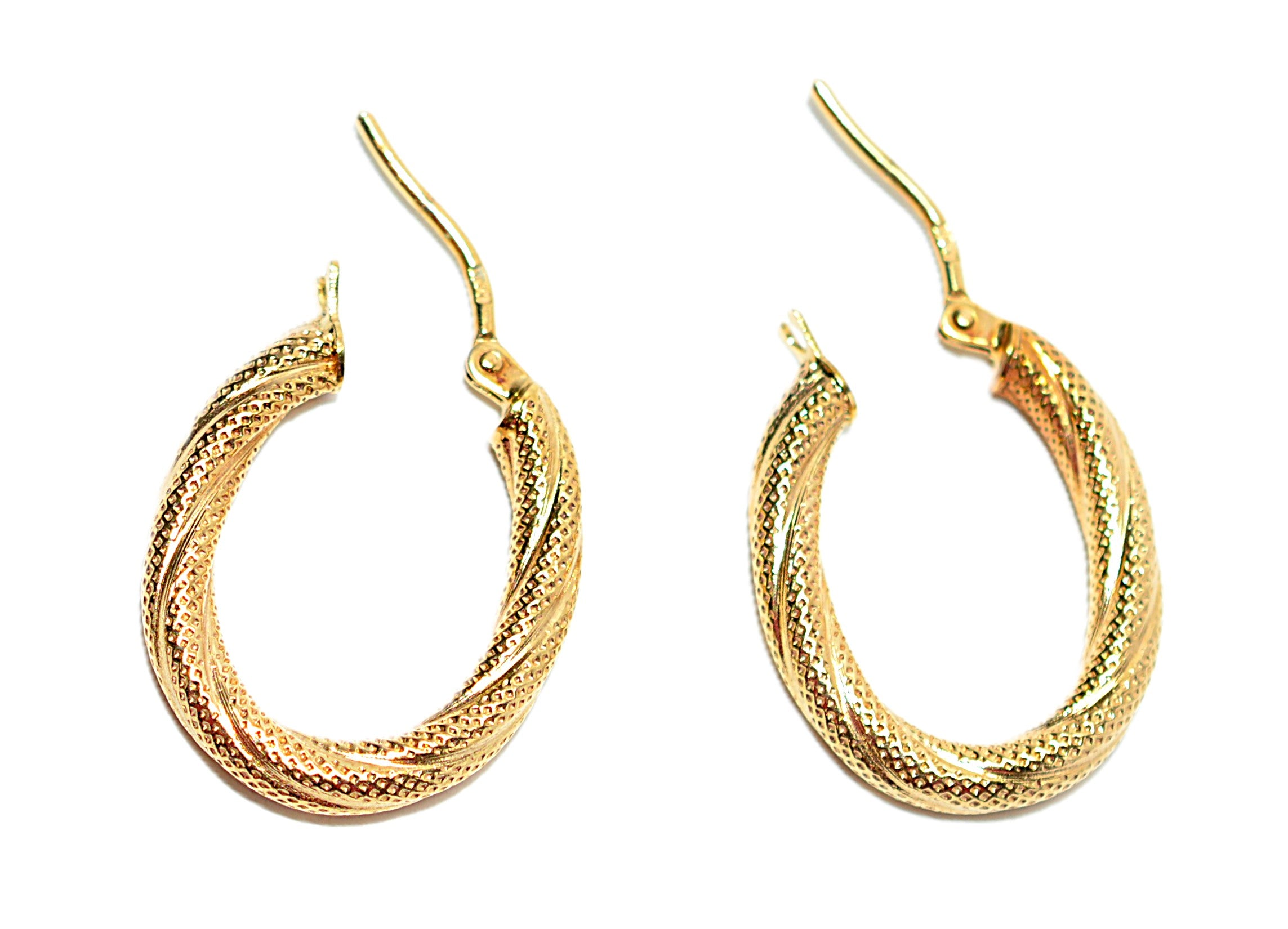 14K Solid Gold Hoop Earrings Gold Earrings Gold Hoops Vintage Earrings Estate Earrings Estate Jewelry Vintage Jewellery Textured Gold