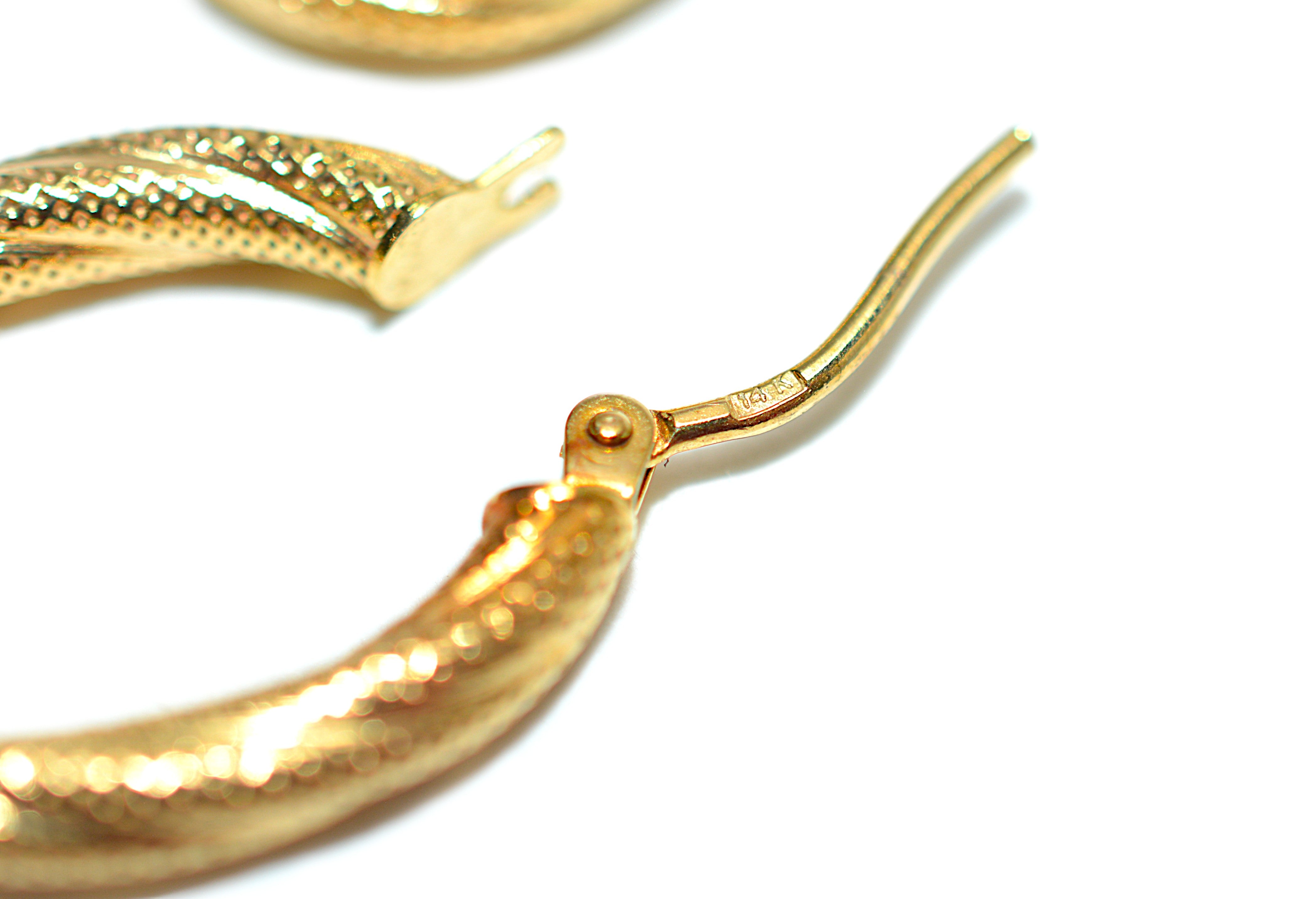 14K Solid Gold Hoop Earrings Gold Earrings Gold Hoops Vintage Earrings Estate Earrings Estate Jewelry Vintage Jewellery Textured Gold