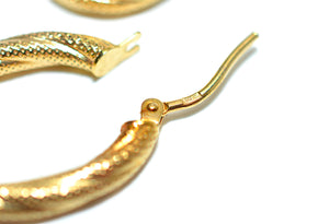 14K Solid Gold Hoop Earrings Gold Earrings Gold Hoops Vintage Earrings Estate Earrings Estate Jewelry Vintage Jewellery Textured Gold