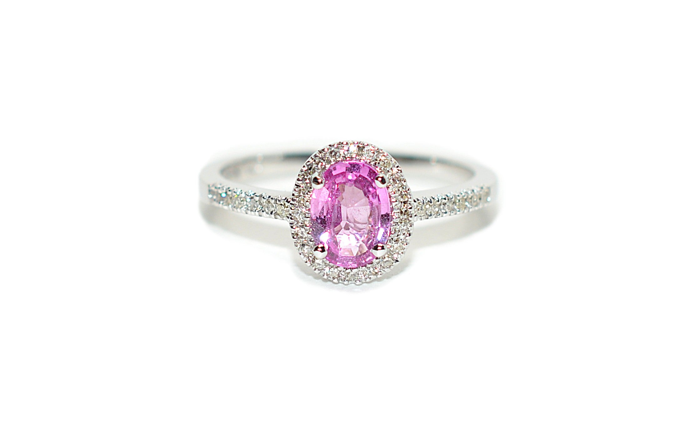Natural Padparadscha Sapphire & Diamond Ring 14K White Gold 1.04tcw Pink Gemstone Ring Engagement Ring Birthstone Ring Statement Ring