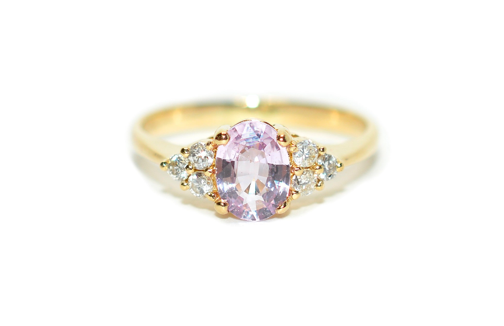 Natural Padparadscha Sapphire & Diamond Ring 18K Solid Gold 1.23tcw Pink Gemstone Ring Engagement Ring Birthstone Ring Statement Ring