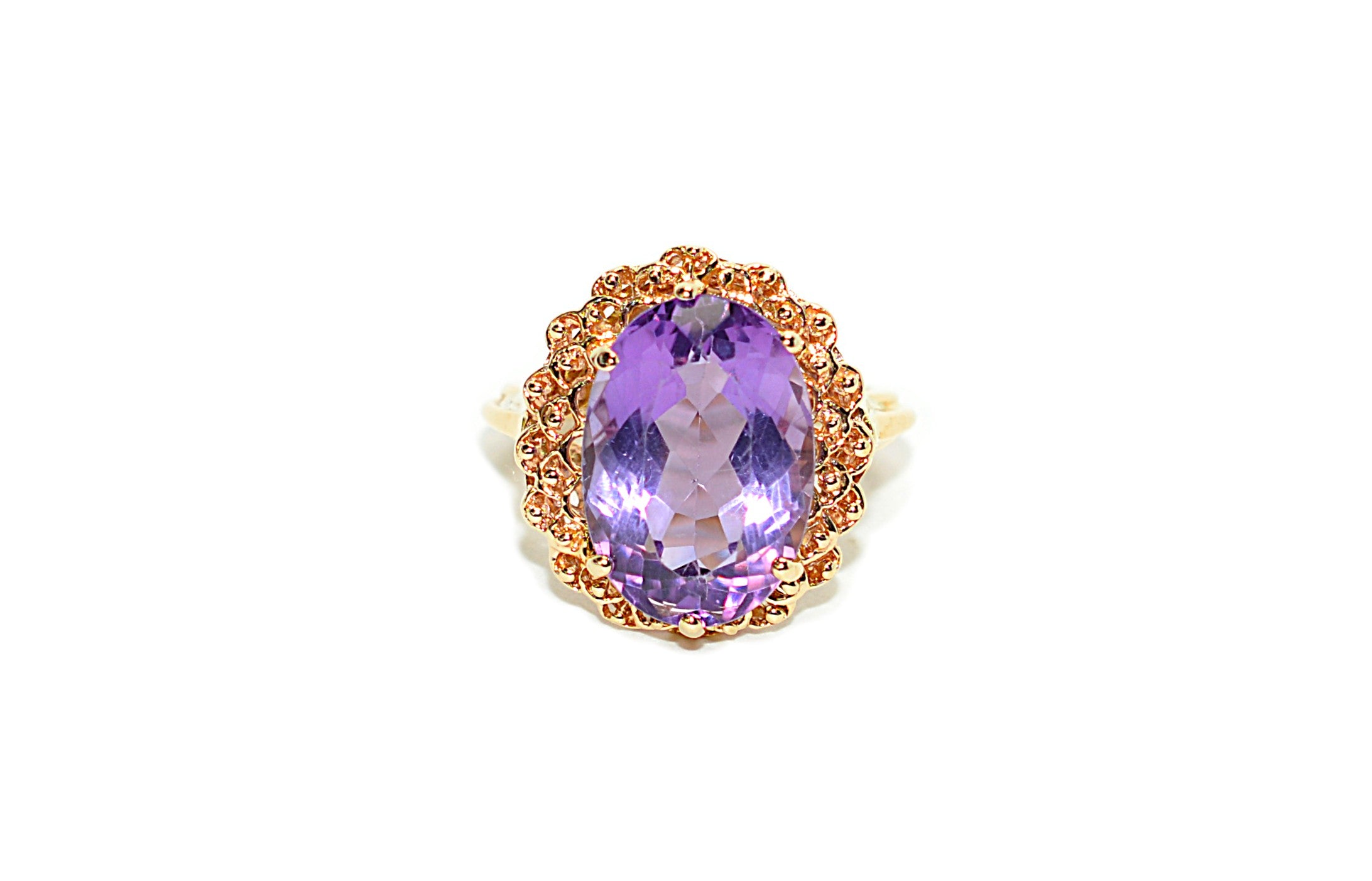 Natural Amethyst Ring 18K Solid Gold Ring 9.28ct Gemstone Ring Estate Statement Ring Cocktail Ring Purple Gemstone February Birthstone Ring