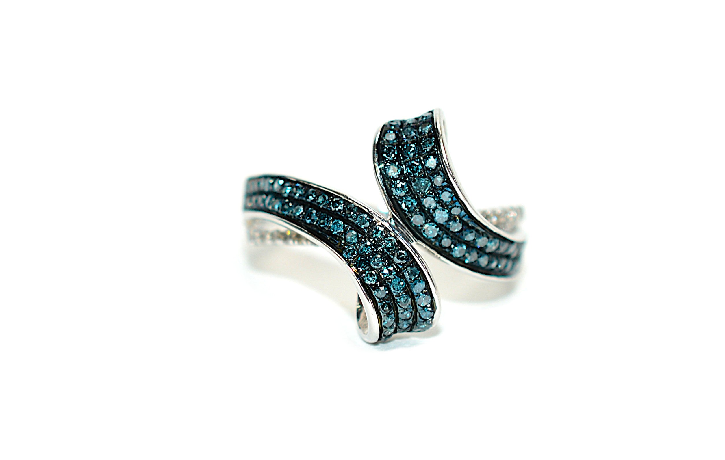 Fancy Blue Diamond Ring 10K White Gold .61tcw Gemstone Ring Cluster Ring Multistone Ring Blue Ring April Birthstone Statement Ring