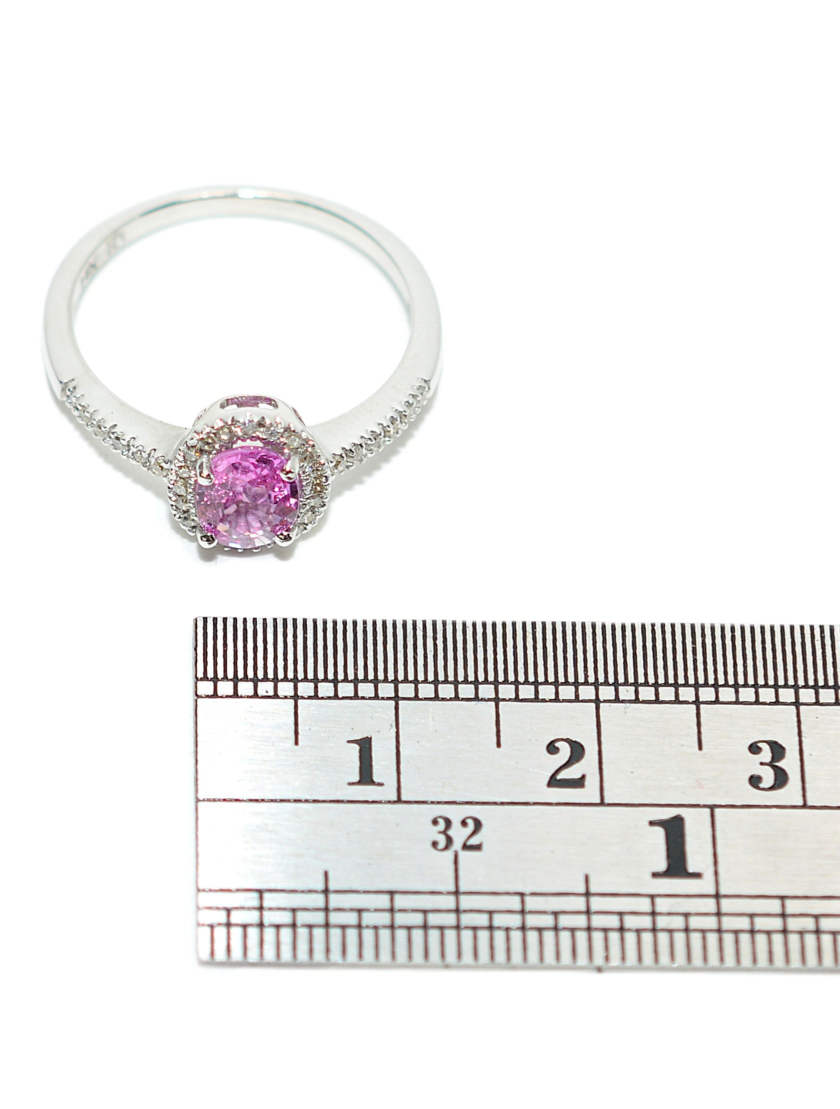 Natural Padparadscha Sapphire & Diamond Ring 14K White Gold 1.04tcw Pink Gemstone Ring Engagement Ring Birthstone Ring Statement Ring