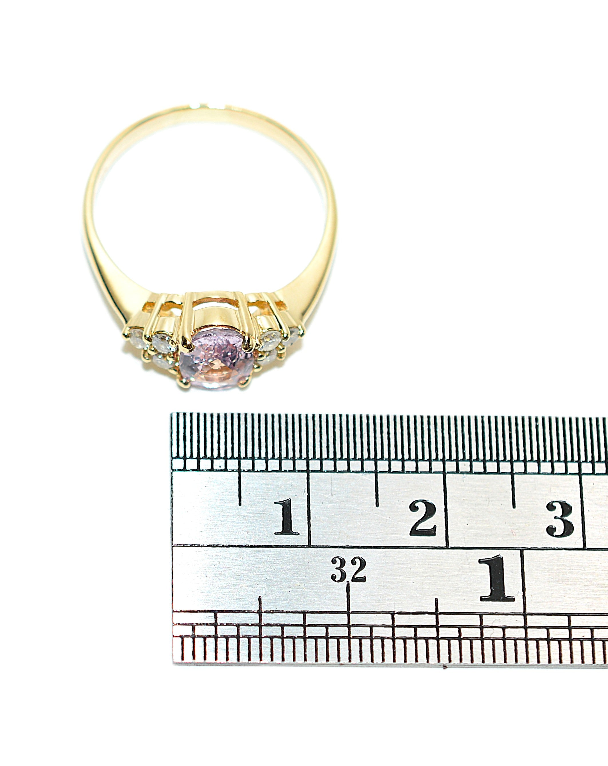 Natural Padparadscha Sapphire & Diamond Ring 18K Solid Gold 1.23tcw Pink Gemstone Ring Engagement Ring Birthstone Ring Statement Ring