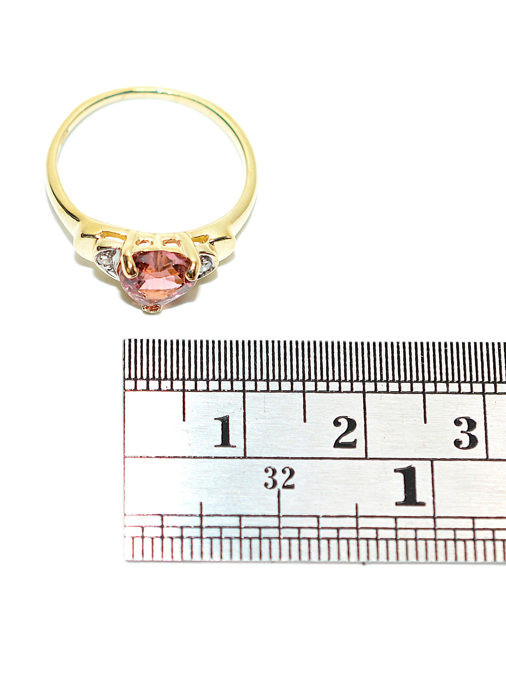 Natural Padparadscha Sapphire & Diamond Ring 14K Gold .88tcw Heart Gemstone Pink Ring September Birthstone Promise Ring Anniversary Ring