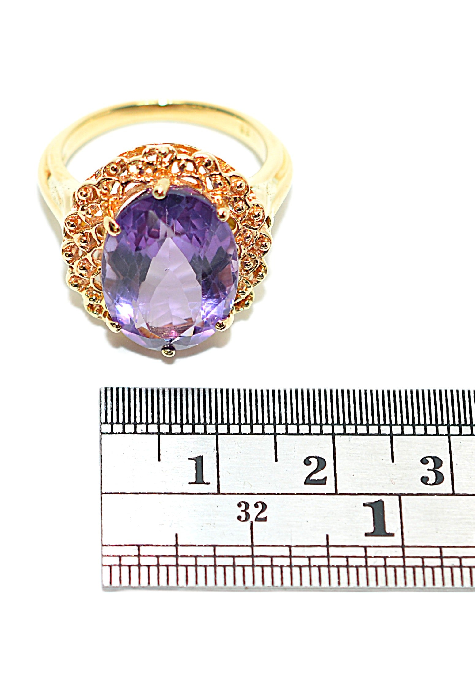 Natural Amethyst Ring 18K Solid Gold Ring 9.28ct Gemstone Ring Estate Statement Ring Cocktail Ring Purple Gemstone February Birthstone Ring