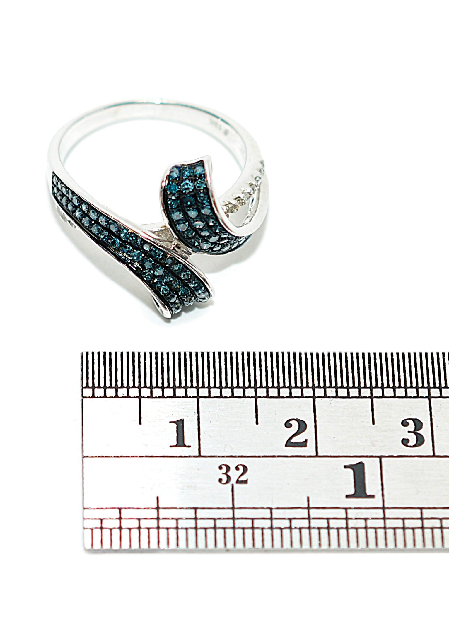 Fancy Blue Diamond Ring 10K White Gold .61tcw Gemstone Ring Cluster Ring Multistone Ring Blue Ring April Birthstone Statement Ring