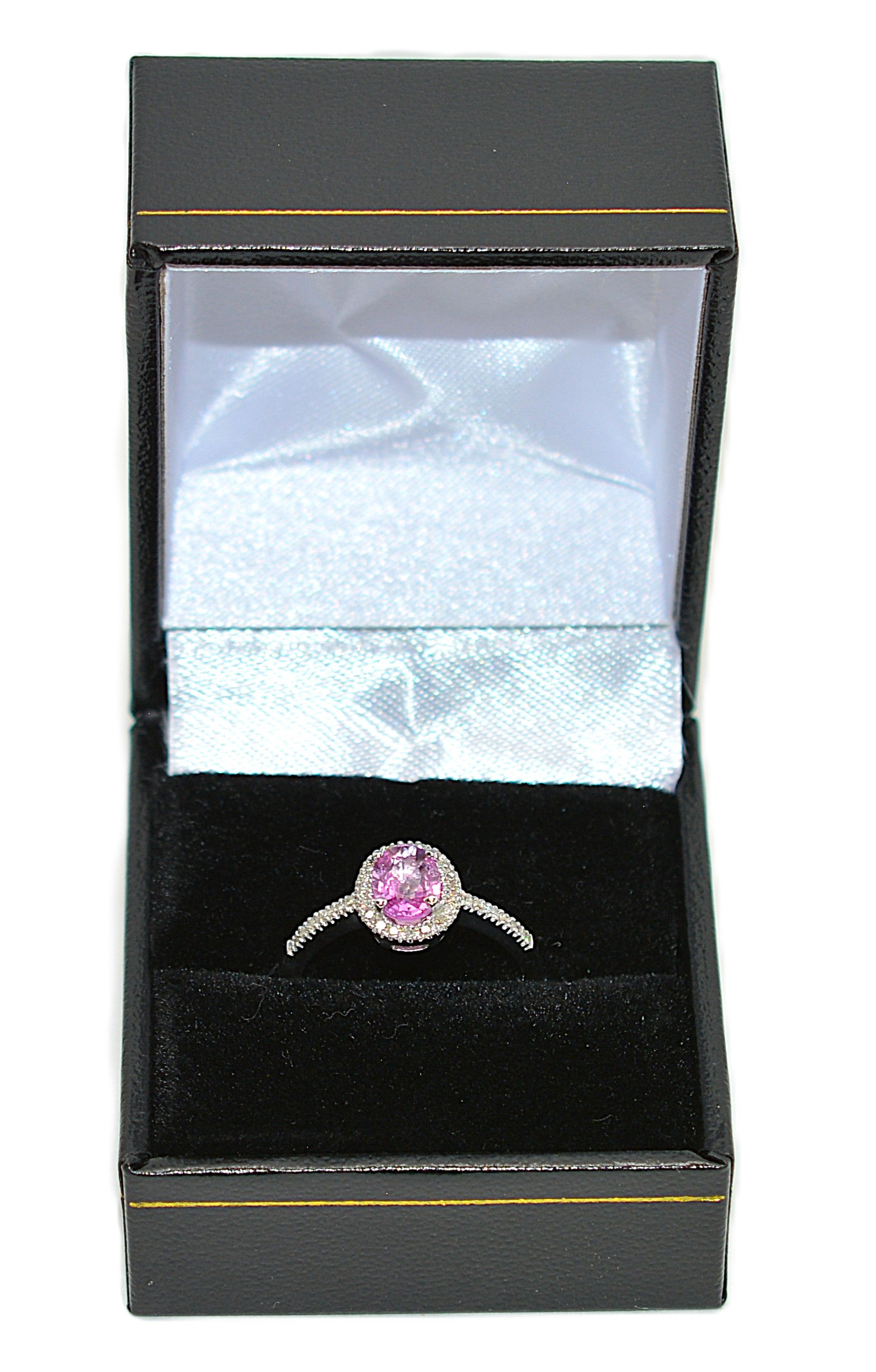 Natural Padparadscha Sapphire & Diamond Ring 14K White Gold 1.04tcw Pink Gemstone Ring Engagement Ring Birthstone Ring Statement Ring