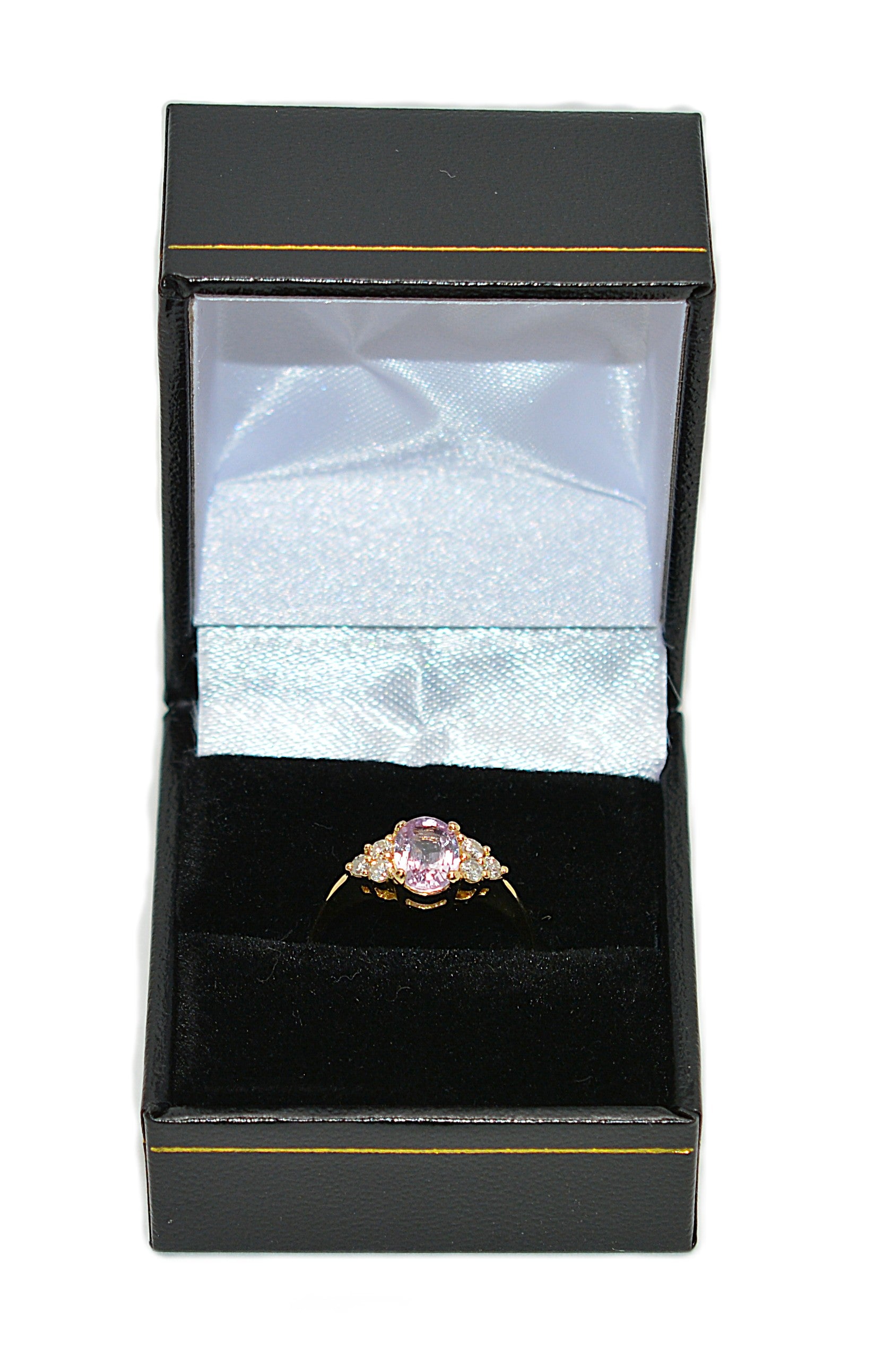 Natural Padparadscha Sapphire & Diamond Ring 18K Solid Gold 1.23tcw Pink Gemstone Ring Engagement Ring Birthstone Ring Statement Ring