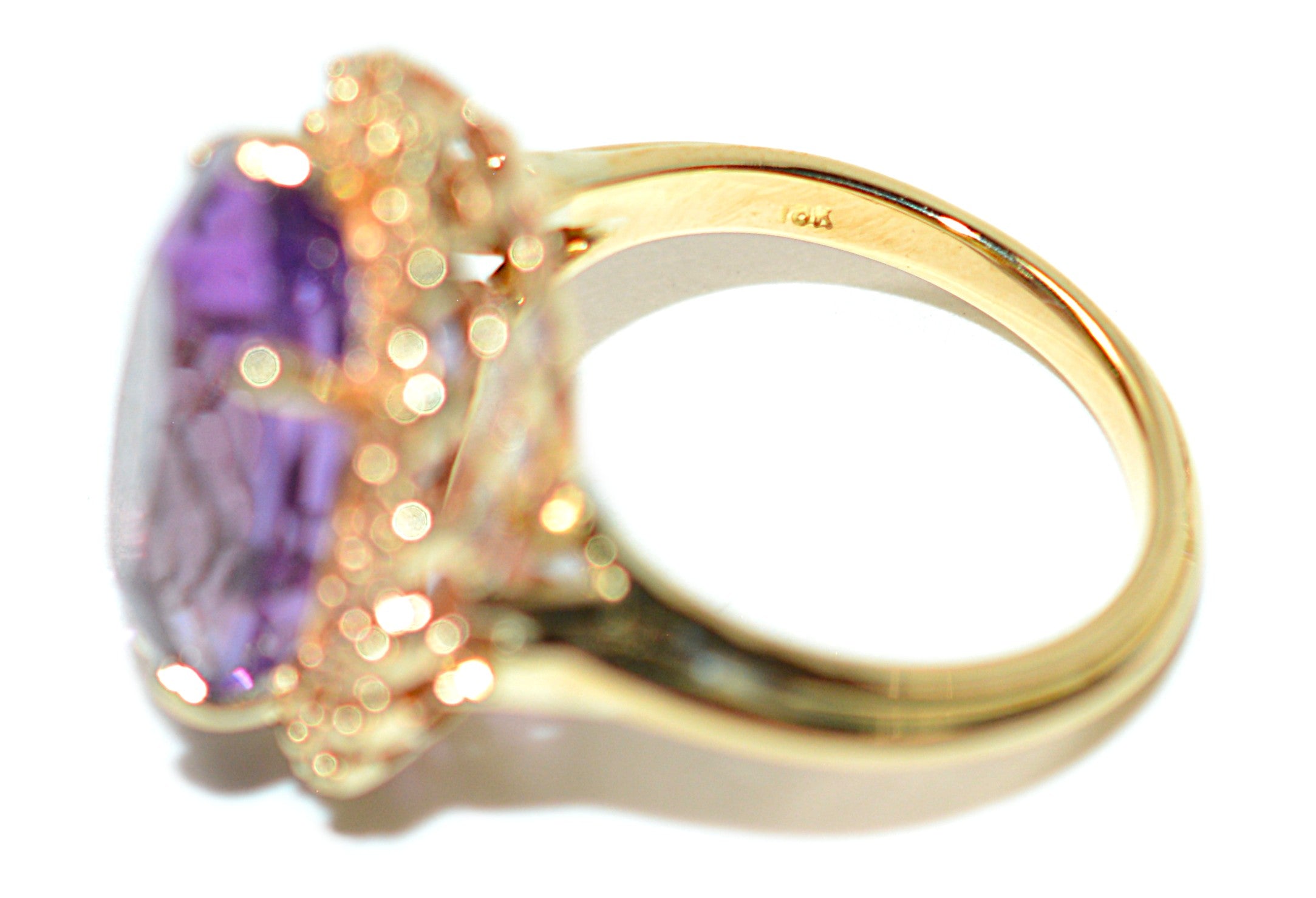 Natural Amethyst Ring 18K Solid Gold Ring 9.28ct Gemstone Ring Estate Statement Ring Cocktail Ring Purple Gemstone February Birthstone Ring