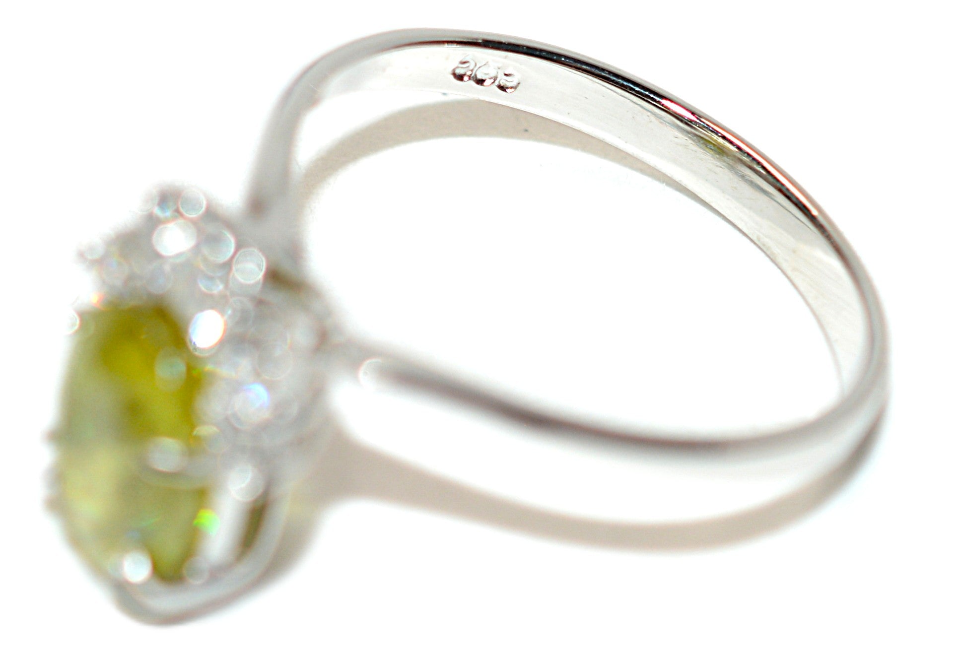 Natural Sphene & Diamond Ring 14K White Gold 2.52tcw Titanite Gemstone Yellow Green Ring Womens Ring Statement Ring Vintage Estate Ring