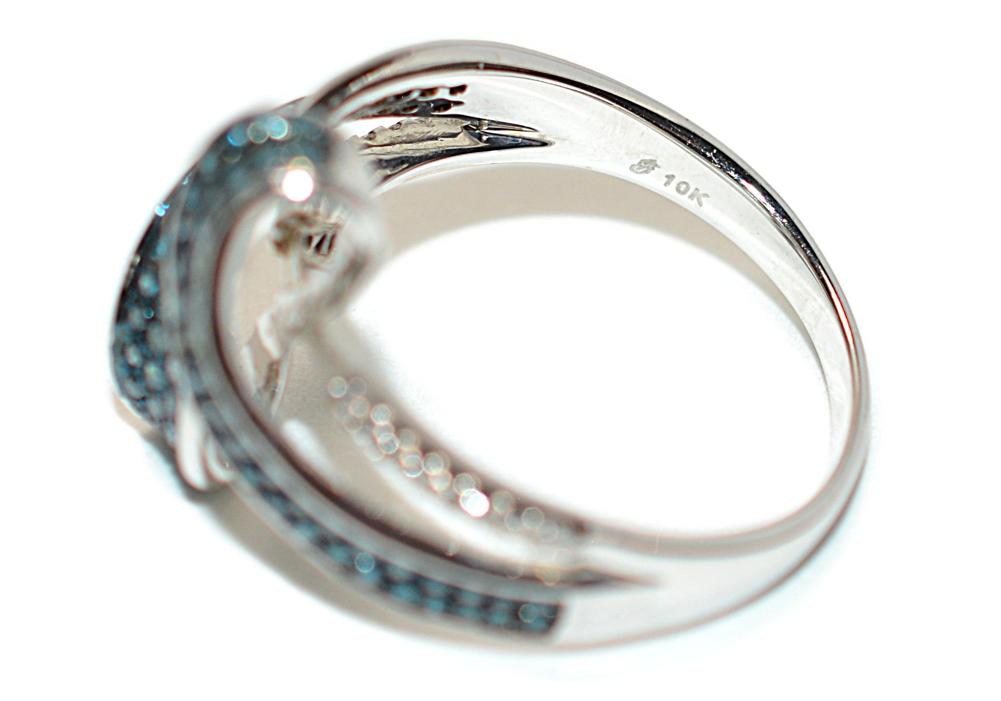 Fancy Blue Diamond Ring 10K White Gold .61tcw Gemstone Ring Cluster Ring Multistone Ring Blue Ring April Birthstone Statement Ring