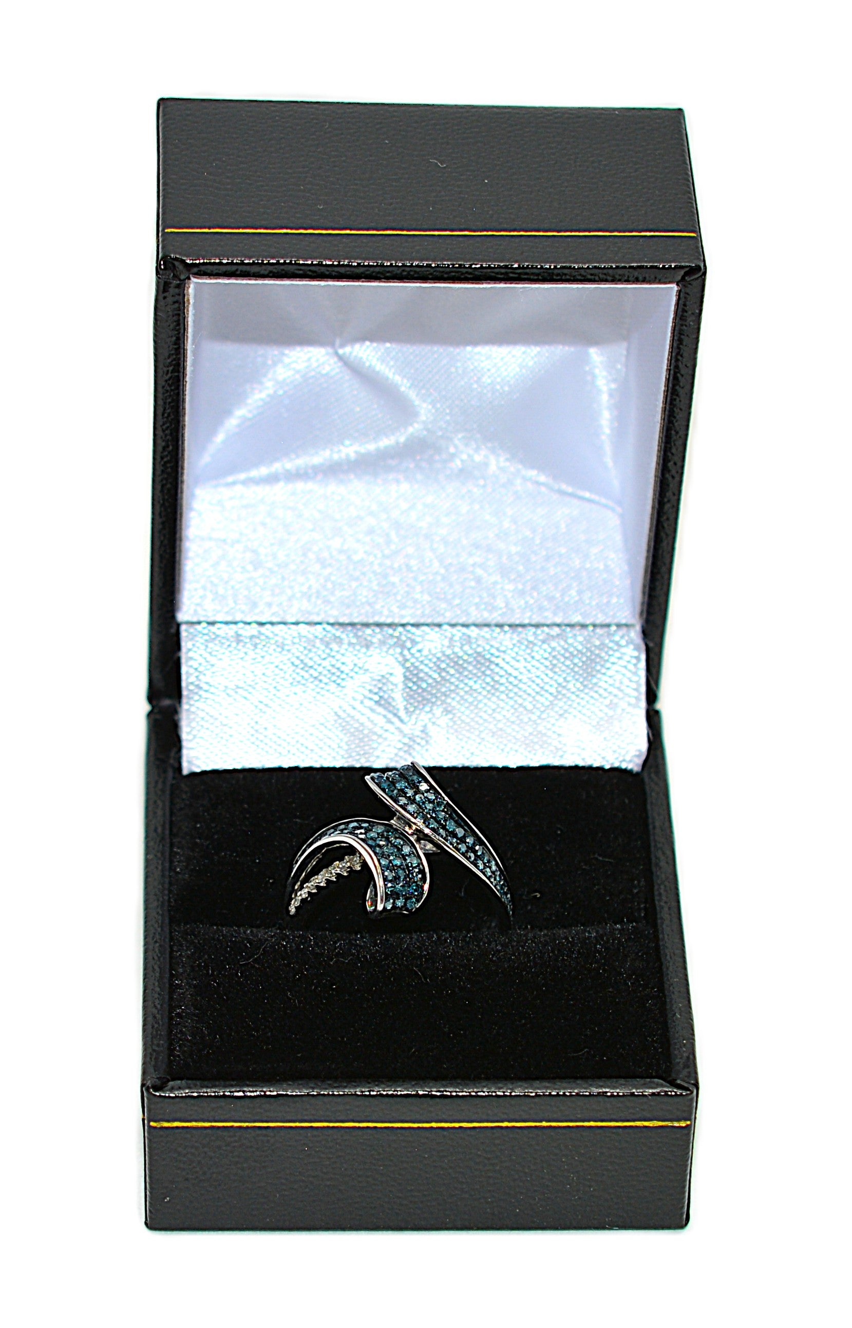 Fancy Blue Diamond Ring 10K White Gold .61tcw Gemstone Ring Cluster Ring Multistone Ring Blue Ring April Birthstone Statement Ring