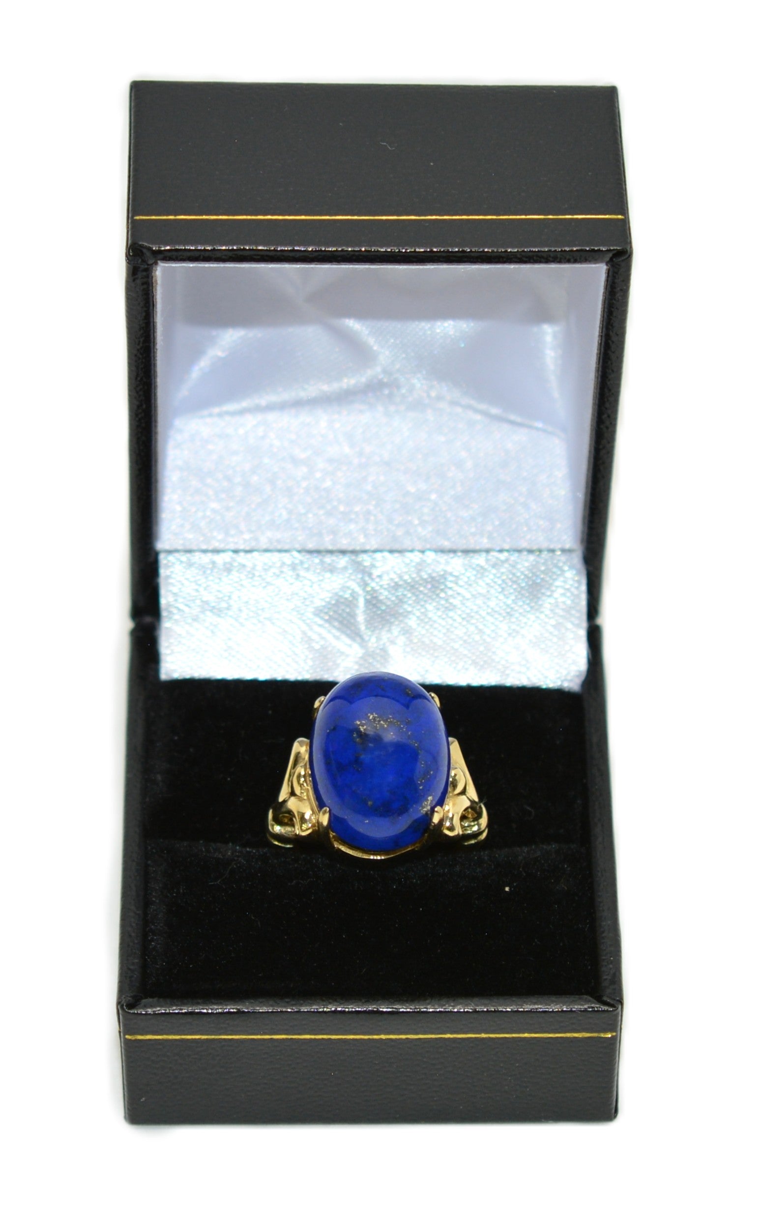 Natural Lapis Lazuli Ring 14K Solid Gold Solitaire Ring Gemstone Ring Blue Ring Cocktail Ring Ladies Ring Vintage Estate Jewelry