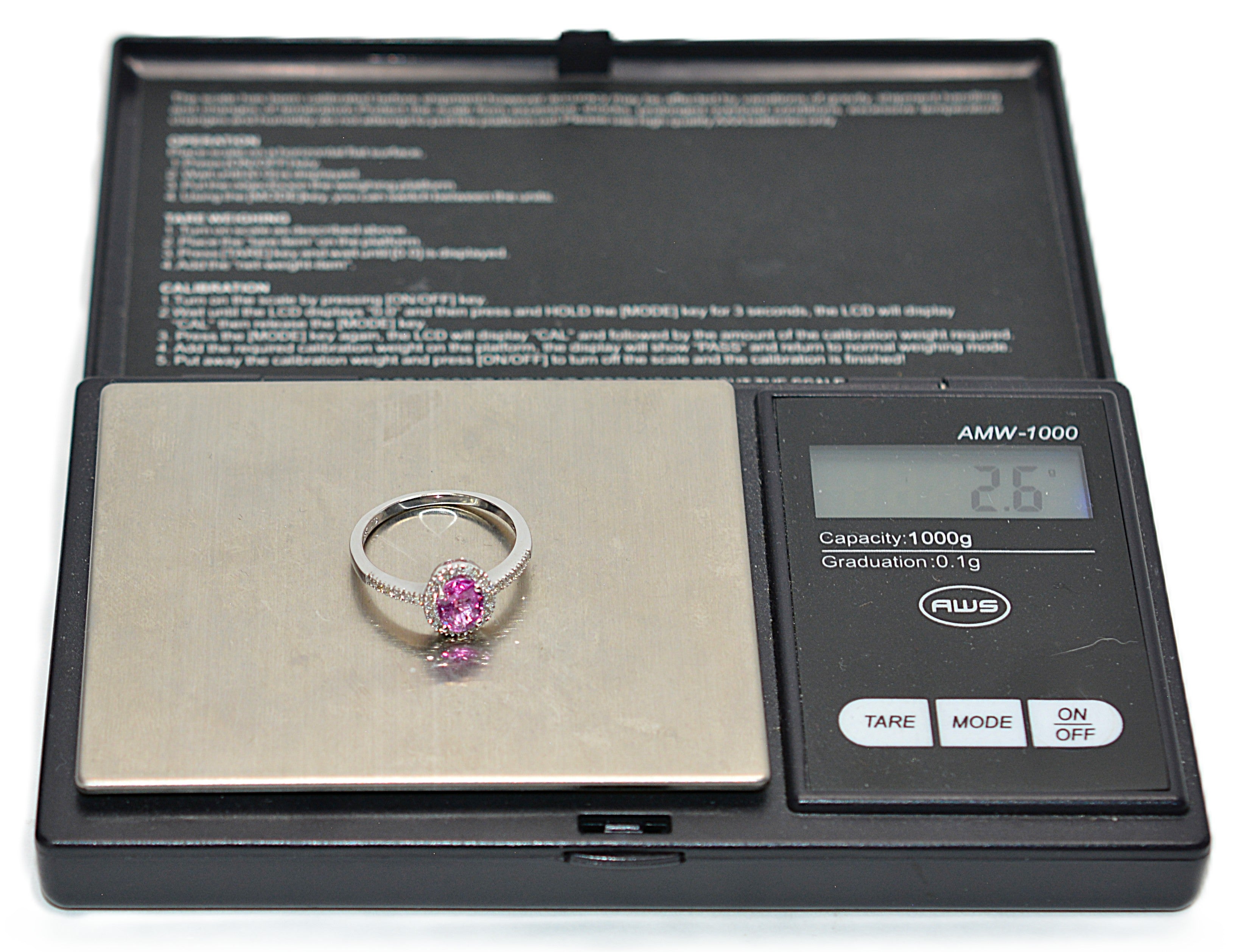 Natural Padparadscha Sapphire & Diamond Ring 14K White Gold 1.04tcw Pink Gemstone Ring Engagement Ring Birthstone Ring Statement Ring