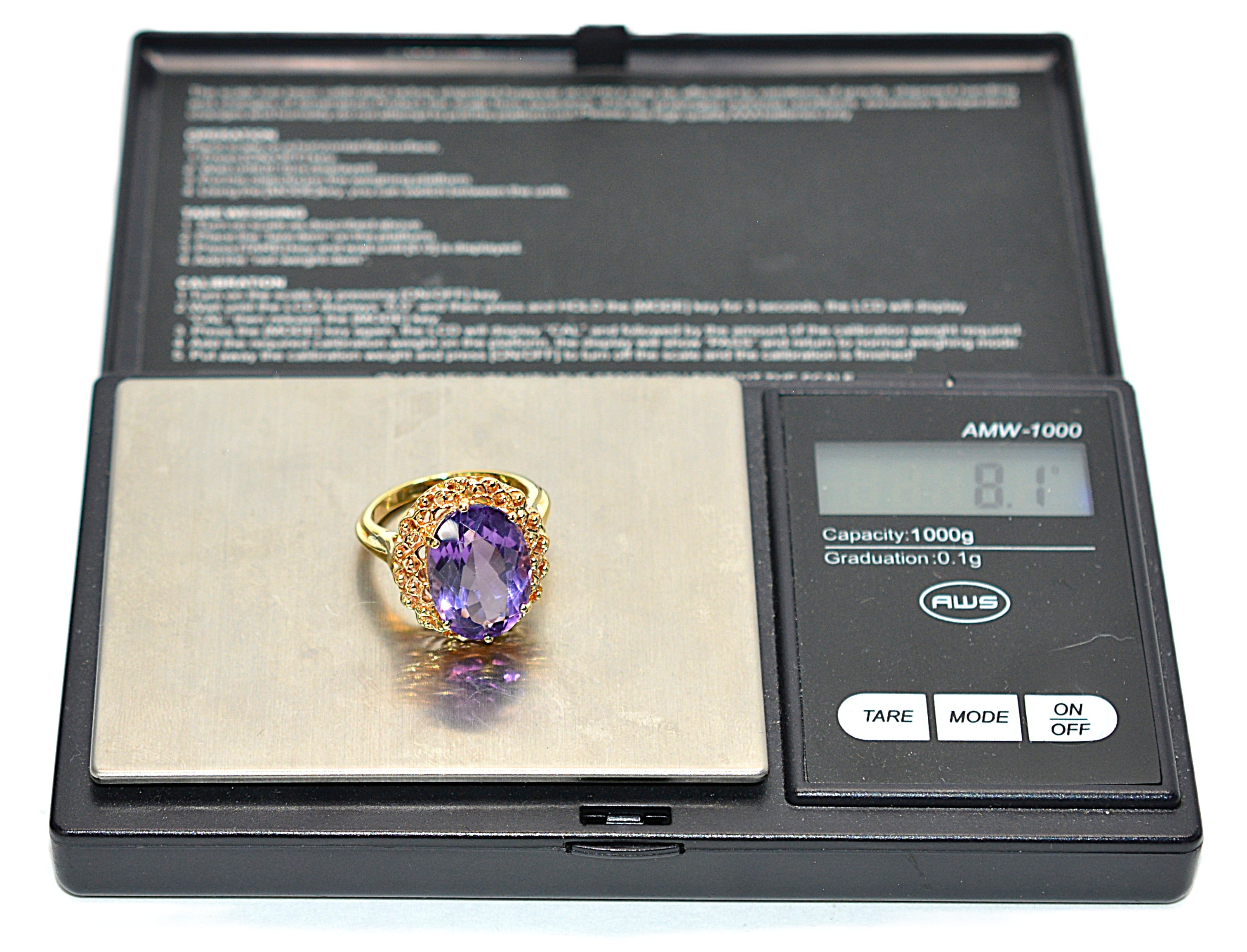 Natural Amethyst Ring 18K Solid Gold Ring 9.28ct Gemstone Ring Estate Statement Ring Cocktail Ring Purple Gemstone February Birthstone Ring