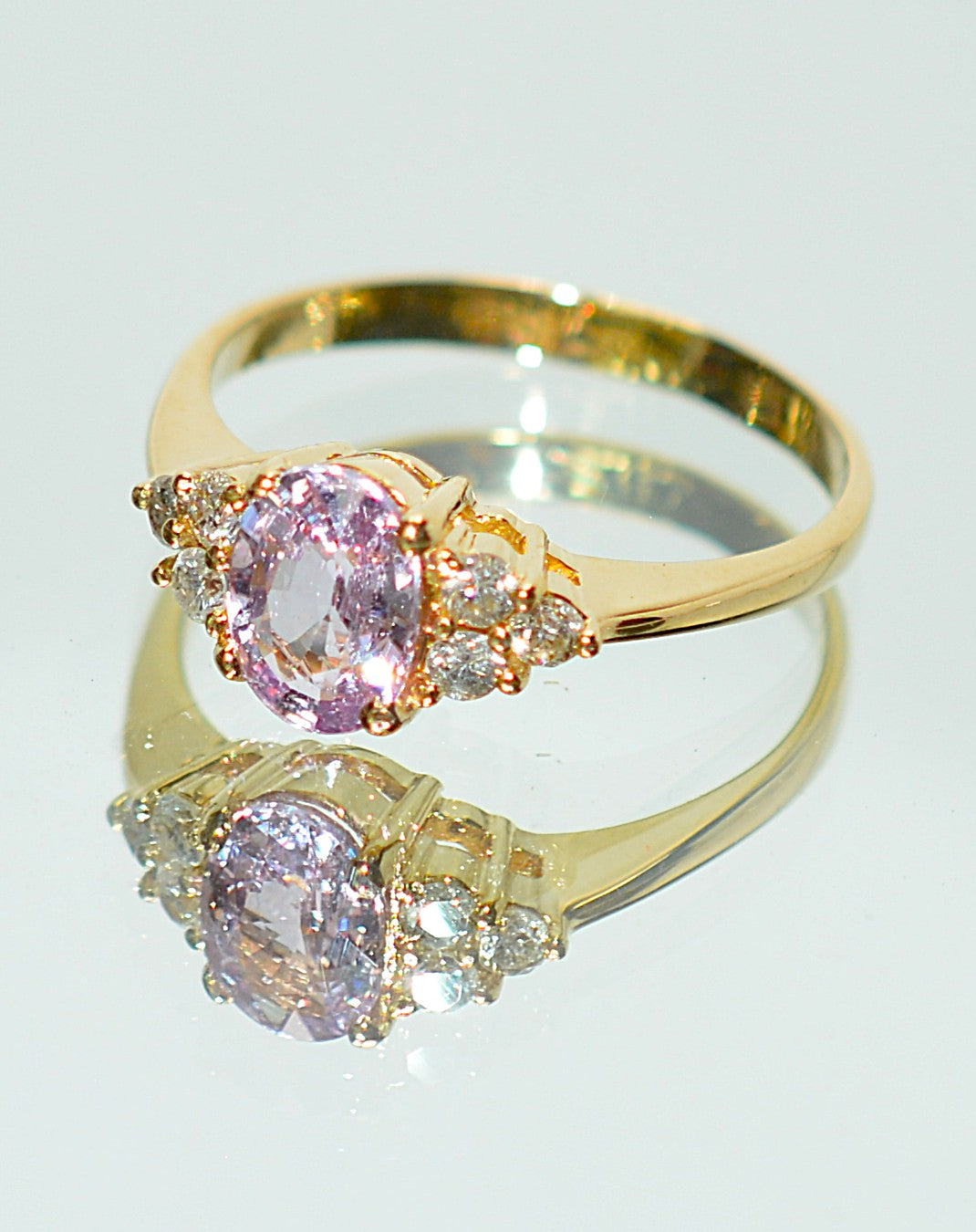 Natural Padparadscha Sapphire & Diamond Ring 18K Solid Gold 1.23tcw Pink Gemstone Ring Engagement Ring Birthstone Ring Statement Ring
