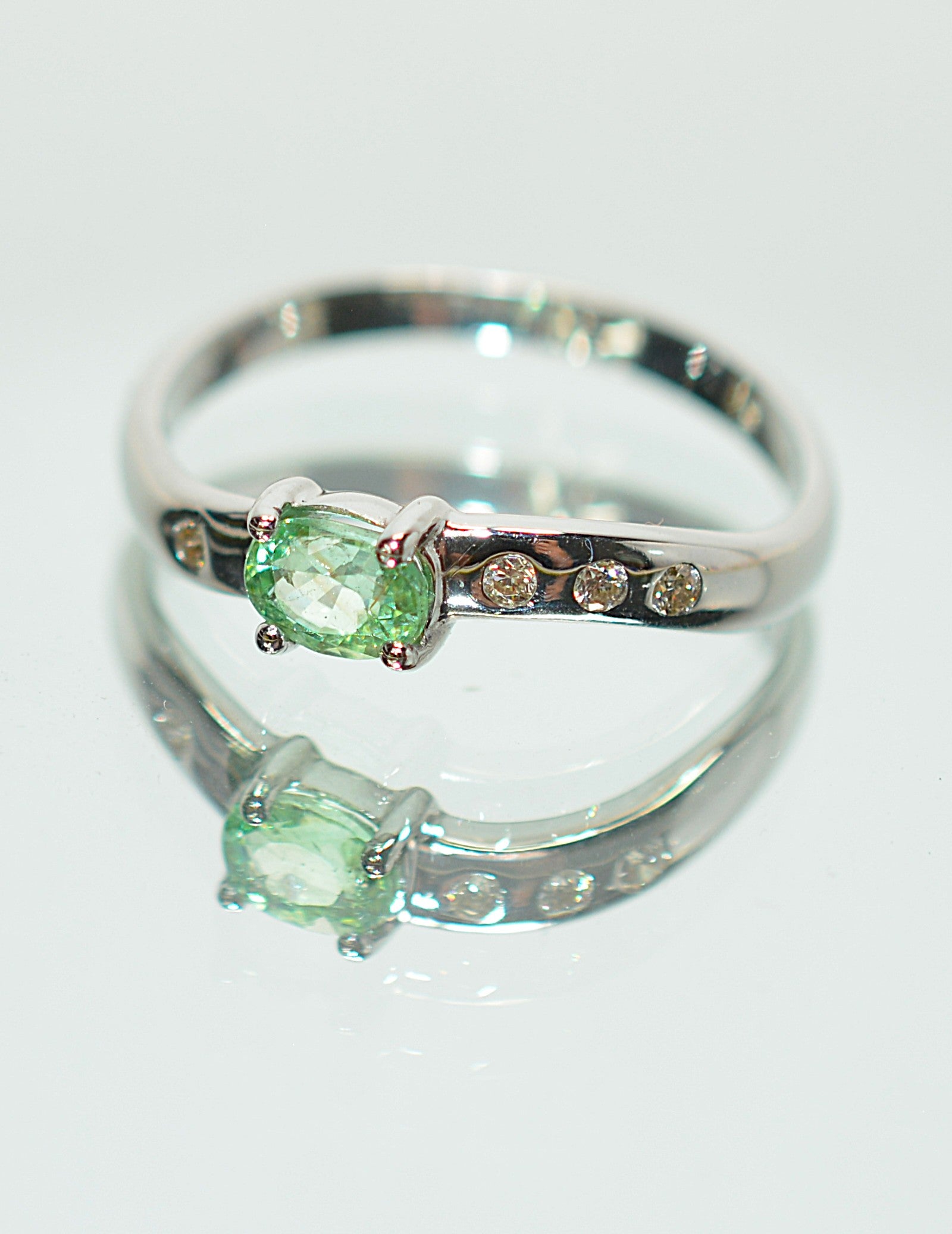 Natural Paraiba Tourmaline & Diamond Ring 14K White Gold .44tcw Gemstone Ring Promise Ring Birthstone Ring Ladies Ring Estate Ring Vintage